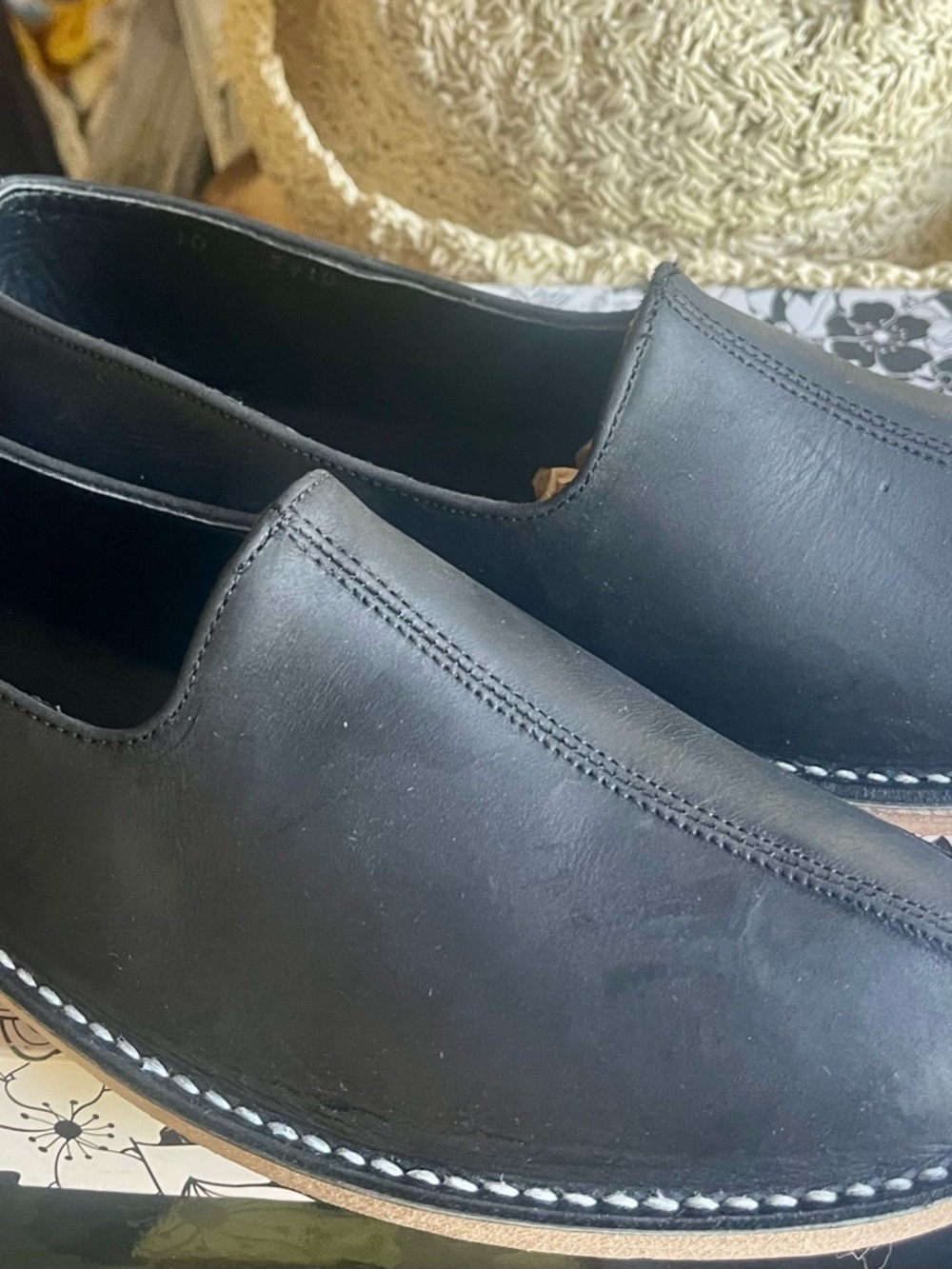 Women’s Black Slip-On Leather Casual Shoes